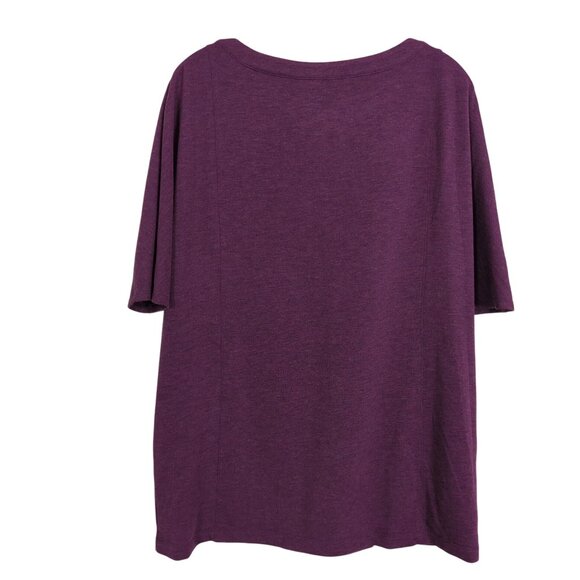 Chico's Purple Tunic Top Size‎ L Short Sleeve Keyhole Neckline Side Pockets - Picture 2 of 13